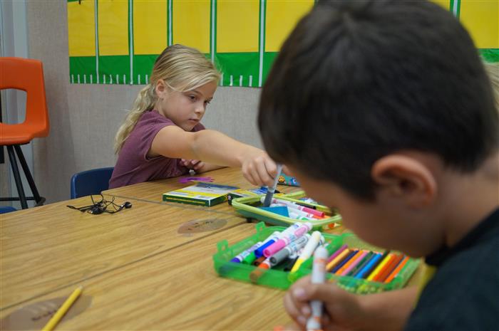 Photo of students working on a project